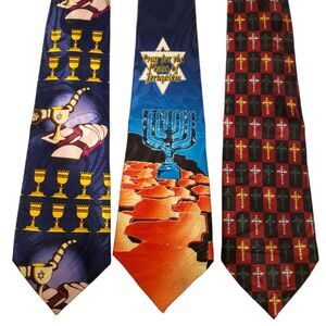 Religious Jewish Ties #2a - Lot of 3 Novelty Neckties NWT Going out of Business